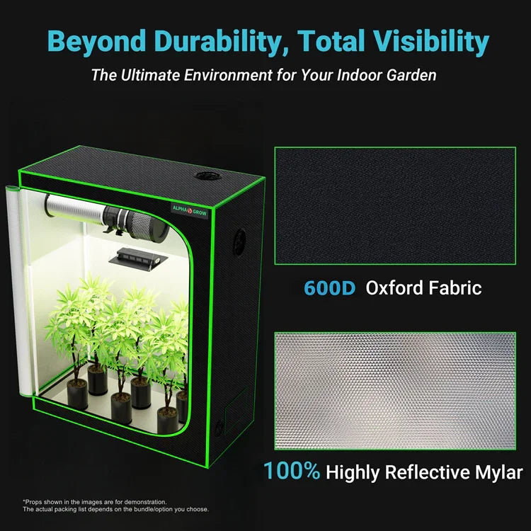 MIMEO Grow Tent with LED Grow Light, 600D Oxford Fabric & Reflective Mylar for Indoor Hydroponics
