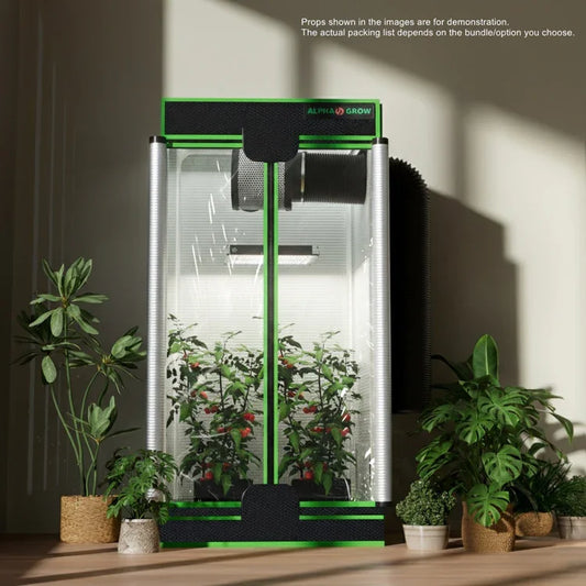 MIMEO indoor grow tent with LED light, carbon filter & inline fan for stealth hydroponic gardening