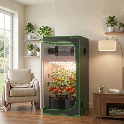 MIMEO Grow Tent with LED Grow Light & Carbon Filter for Indoor Hydroponics Stealth Growing