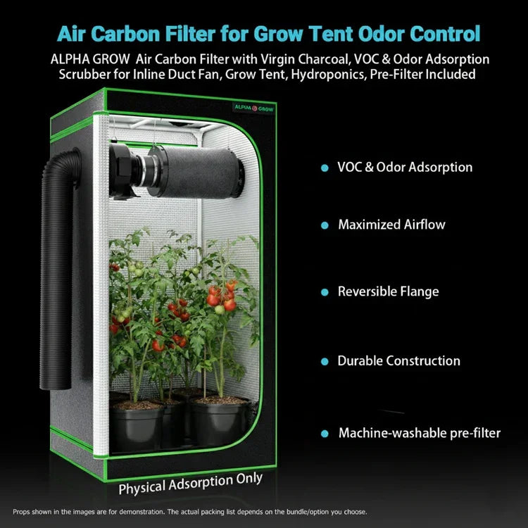 MIMEO Grow Tent with Carbon Filter & LED Light for Indoor Hydroponics Stealth Growing