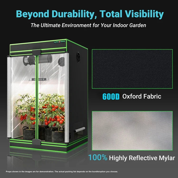 MIMEO Grow Tent with LED Grow Light, 600D Oxford Fabric & Reflective Mylar for Indoor Hydroponics