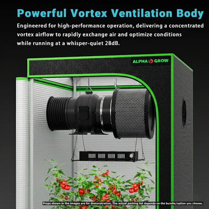 MIMEO Grow Tent with LED Grow Light and Inline Fan for Stealth Indoor Hydroponics
