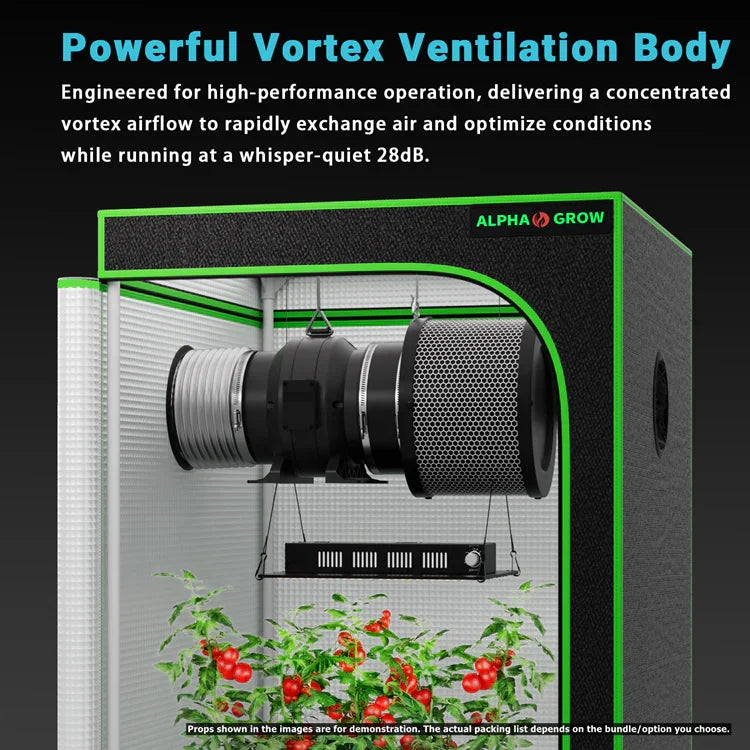 MIMEO Grow Tent with LED Grow Light & Inline Fan for Stealth Indoor Hydroponics