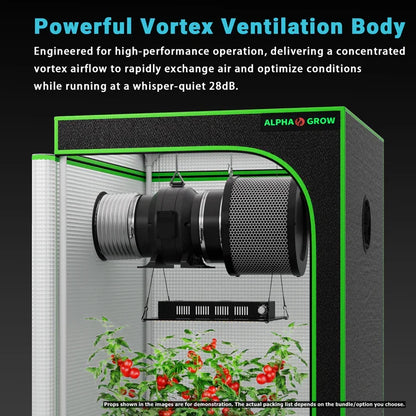 MIMEO Grow Tent with LED Grow Light & Inline Fan for Stealth Indoor Hydroponics
