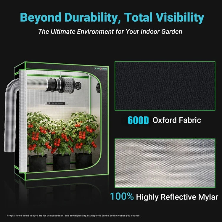 MIMEO Grow Tent with LED Grow Light, 600D Oxford Fabric & Reflective Mylar for Indoor Hydroponics