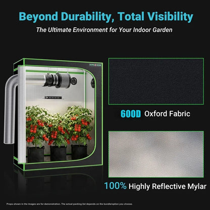 MIMEO Grow Tent with LED Grow Light, 600D Oxford Fabric & Reflective Mylar for Indoor Hydroponics