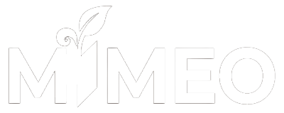 MIMEO logo with leaf design, representing indoor gardening and hydroponics solutions