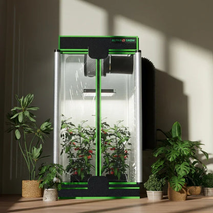 MIMEO Alpha Grow indoor hydroponics tent with LED light, stealth setup for home gardening