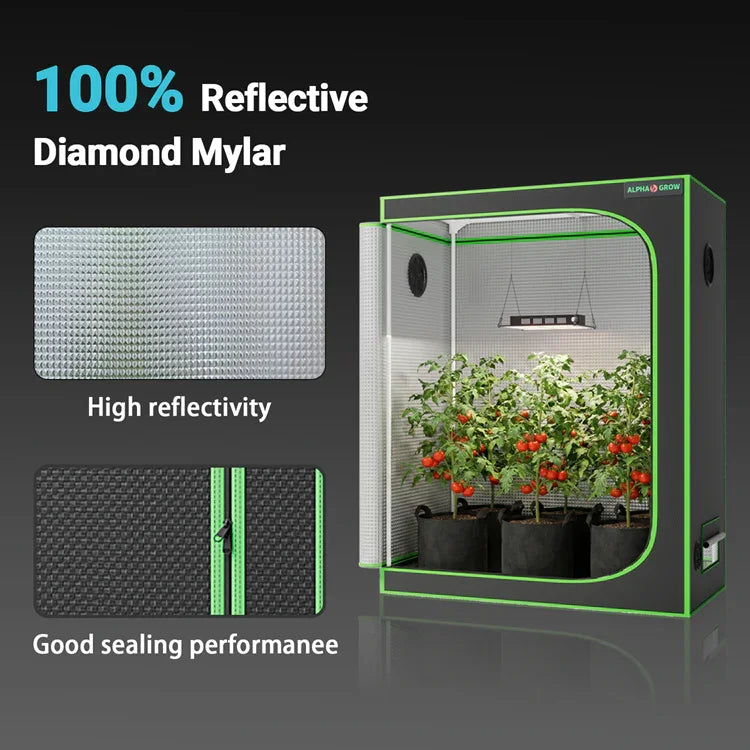 MIMEO Grow Tent with LED Light & Diamond Mylar for Indoor Hydroponics Stealth Growing