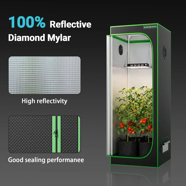 MIMEO Grow Tent with LED Grow Light, 100% Reflective Diamond Mylar, Indoor Hydroponics Setup