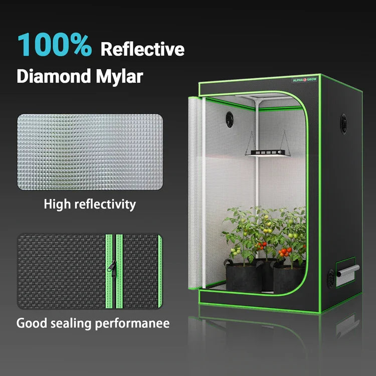 MIMEO Grow Tent with LED Grow Light, 100% Reflective Diamond Mylar, Ideal for Indoor Hydroponics