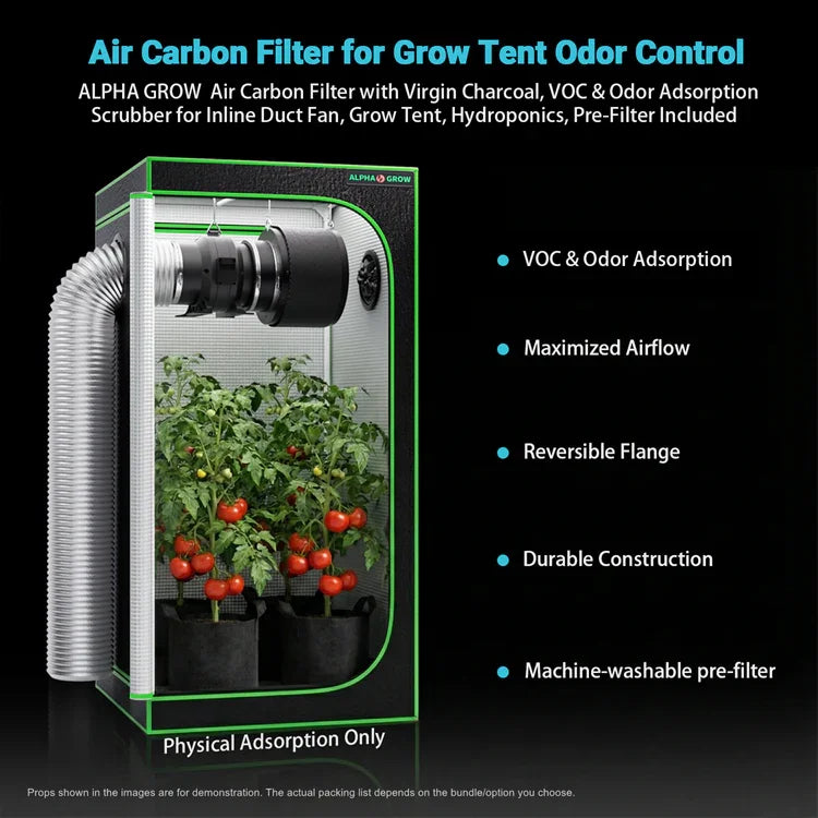 MIMEO Grow Tent with LED Grow Light, Inline Fan & Carbon Filter for Hydroponics Stealth Growing