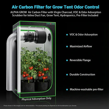 MIMEO Grow Tent with LED Grow Light, Inline Fan & Carbon Filter for Hydroponics Stealth Growing