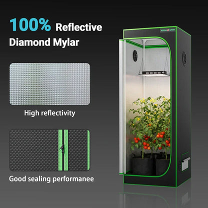 MIMEO Grow Tent with LED Grow Light, 100% Reflective Diamond Mylar, Indoor Hydroponics Setup