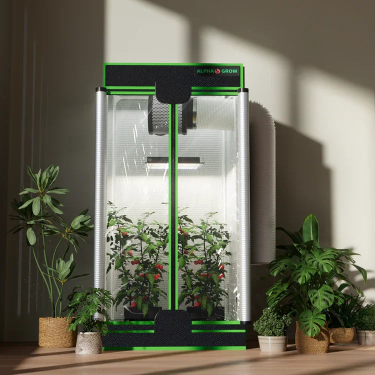 MIMEO Alpha Grow indoor hydroponics tent with LED light, stealth grow setup for home gardening