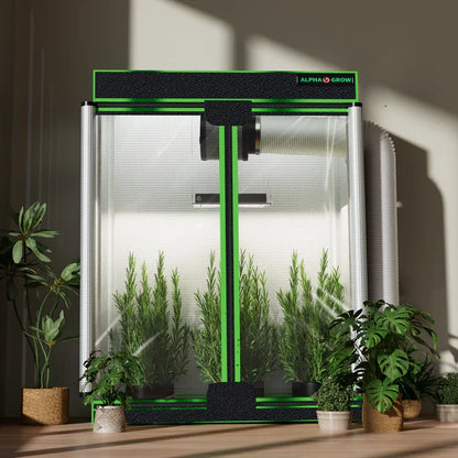 MIMEO indoor grow tent with LED grow light and stealth hydroponics setup for home gardening