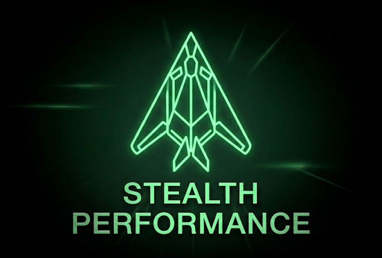 MIMEO Stealth Performance logo, glowing green geometric design for indoor hydroponics gear