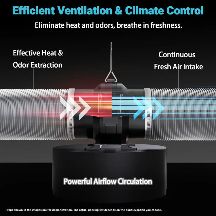 MIMEO inline fan with carbon filter for hydroponics, ensuring efficient ventilation and odor control in grow tents