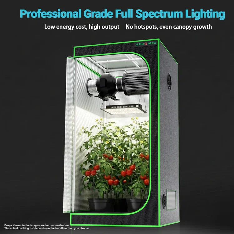 MIMEO Grow Tent with LED Grow Light & Inline Fan for Indoor Hydroponics Stealth Growing