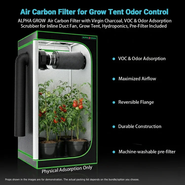MIMEO Grow Tent with LED Grow Light, Carbon Filter & Inline Fan for Hydroponics Stealth Growing