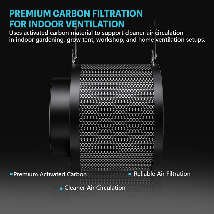 MIMEO premium carbon filter for indoor gardening ventilation with activated carbon and honeycomb mesh design