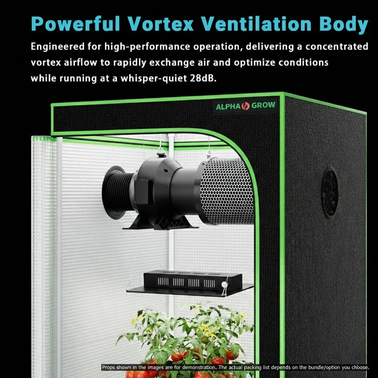 MIMEO Grow Tent with LED Grow Light & Inline Fan for Stealth Indoor Hydroponics
