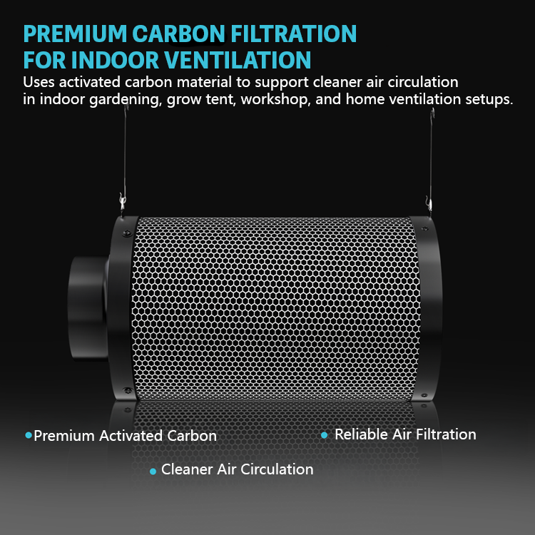 MIMEO premium carbon filter for indoor gardening ventilation with activated carbon and honeycomb mesh design