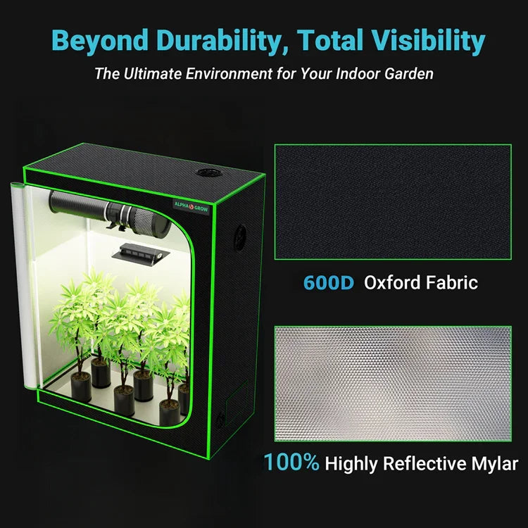 MIMEO Grow Tent with LED Grow Light, 600D Oxford Fabric & Reflective Mylar for Indoor Gardening