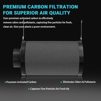 MIMEO Carbon Filter for Indoor Gardening – Premium Activated Carbon Eliminates Odors & Pollutants