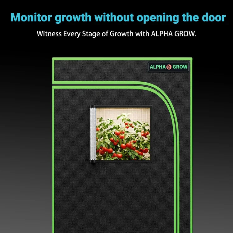 MIMEO indoor grow tent with viewing window for stealth hydroponic gardening, featuring LED grow light and turnkey kit setup