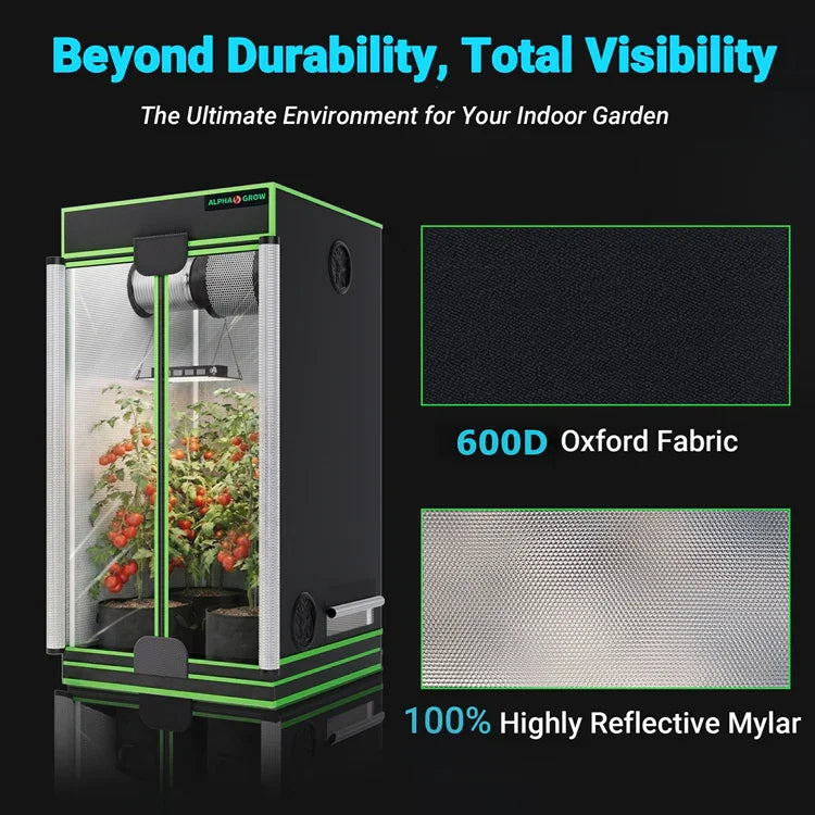MIMEO Grow Tent with LED Grow Light, 600D Oxford Fabric & Reflective Mylar for Indoor Hydroponics