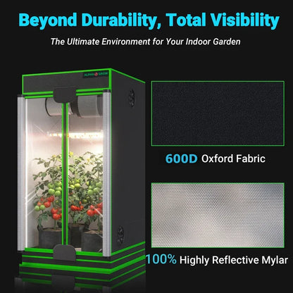 MIMEO Grow Tent with LED Grow Light, 600D Oxford Fabric & Reflective Mylar for Indoor Hydroponics