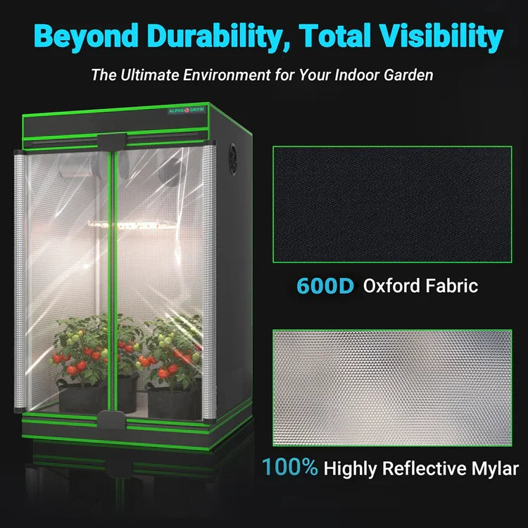 MIMEO Grow Tent with LED Light & Reflective Mylar for Indoor Hydroponics