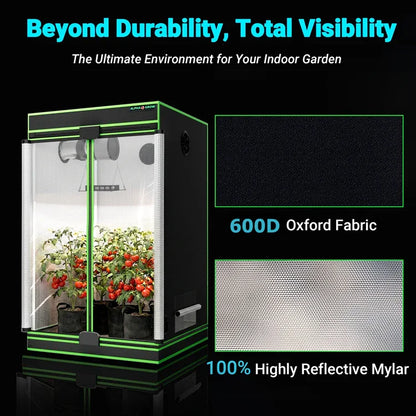 MIMEO Grow Tent with LED Grow Light, 600D Oxford Fabric & Reflective Mylar for Indoor Hydroponics