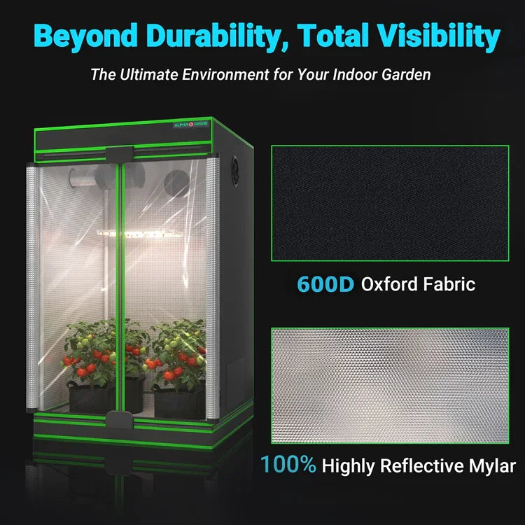 MIMEO Grow Tent with LED Grow Light, 600D Oxford Fabric & Reflective Mylar for Indoor Gardening