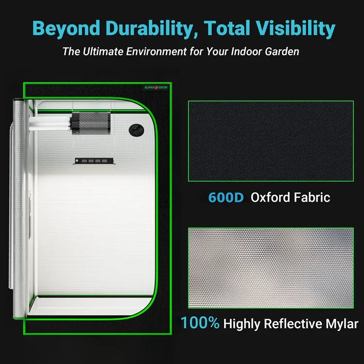 MIMEO Grow Tent with 600D Oxford Fabric & 100% Reflective Mylar for Indoor Hydroponics