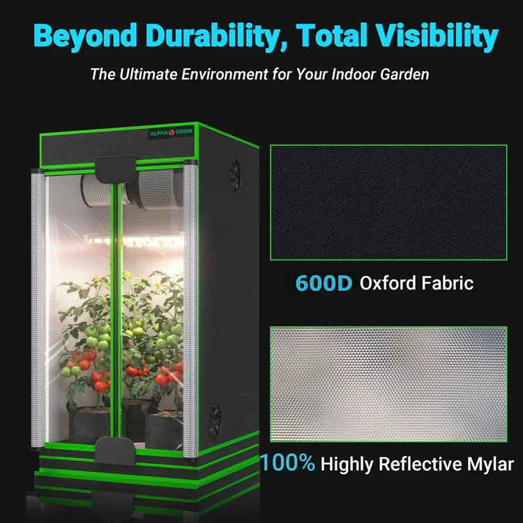 MIMEO Grow Tent with LED Grow Light, 600D Oxford Fabric & Reflective Mylar for Indoor Hydroponics