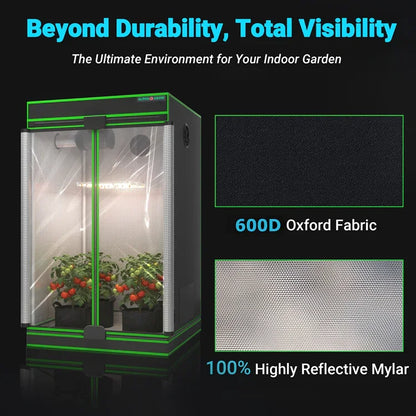 MIMEO Grow Tent with LED Grow Light, 600D Oxford Fabric & Reflective Mylar for Indoor Hydroponics