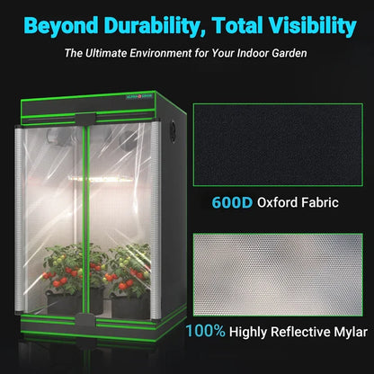 MIMEO Grow Tent with LED Grow Light, 600D Oxford Fabric & Reflective Mylar for Indoor Hydroponics