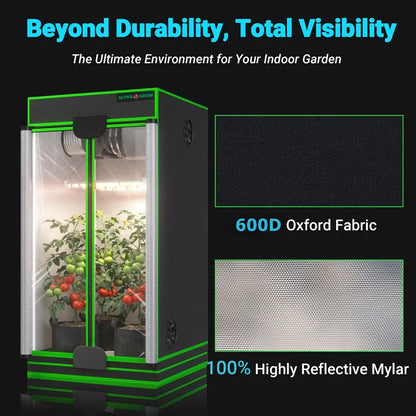 MIMEO Grow Tent with LED Grow Light, 600D Oxford Fabric & Reflective Mylar for Indoor Gardening