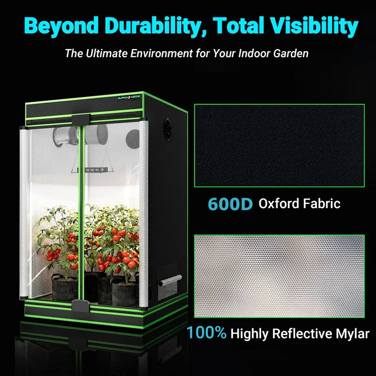 MIMEO Grow Tent with LED Grow Light, 600D Oxford Fabric & Reflective Mylar for Indoor Hydroponics