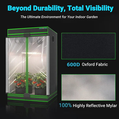 MIMEO Grow Tent with LED Light, 600D Oxford Fabric & Reflective Mylar for Indoor Hydroponics