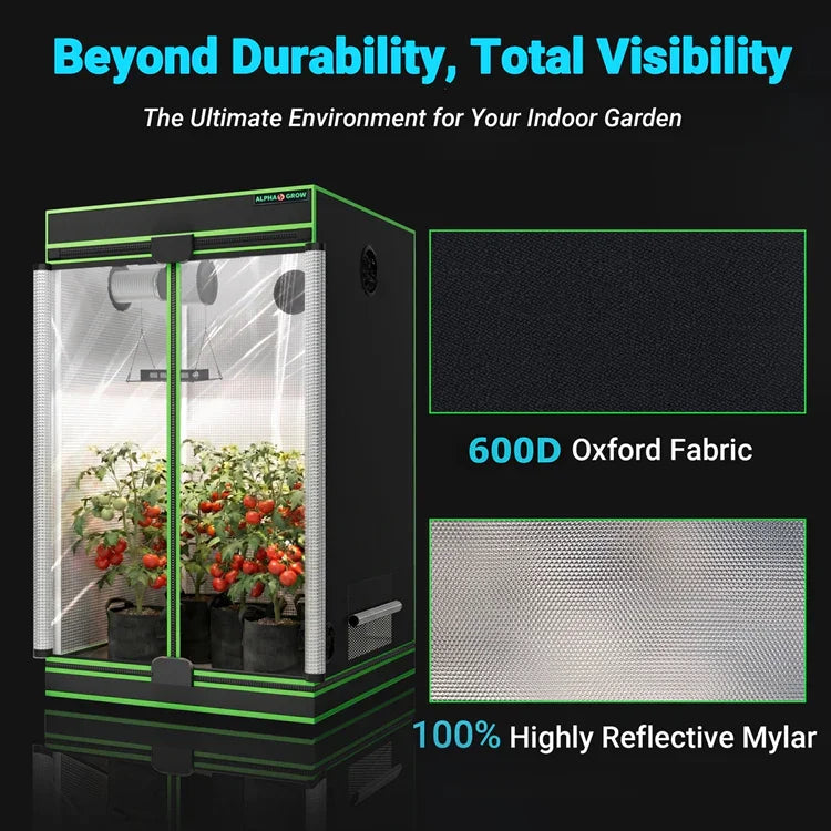 MIMEO Grow Tent with LED Grow Light, 600D Oxford Fabric & Reflective Mylar for Indoor Gardening