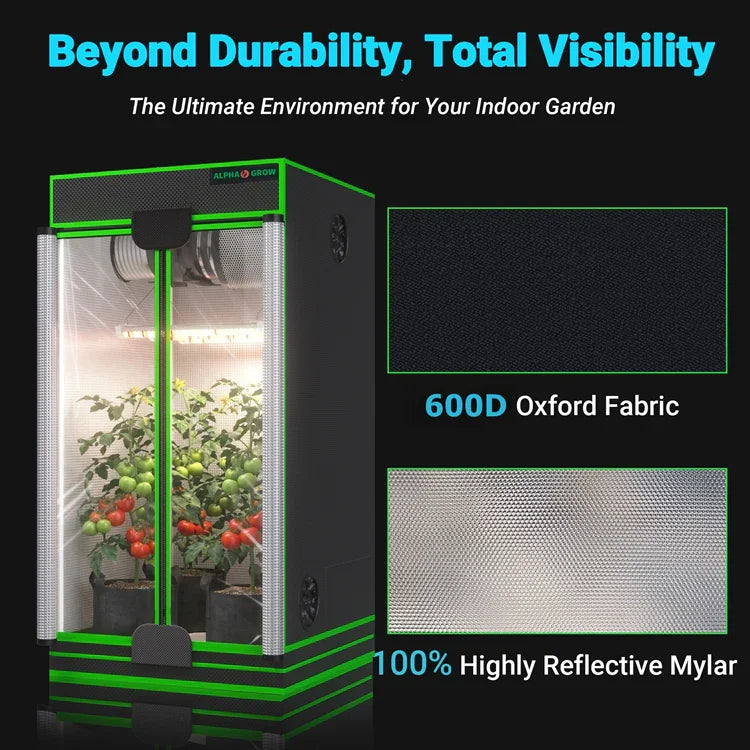 MIMEO Grow Tent with LED Grow Light, 600D Oxford Fabric & Reflective Mylar for Indoor Gardening