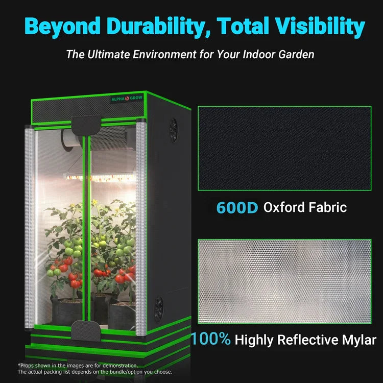 MIMEO Grow Tent with LED Grow Light, 600D Oxford Fabric & Reflective Mylar for Indoor Gardening