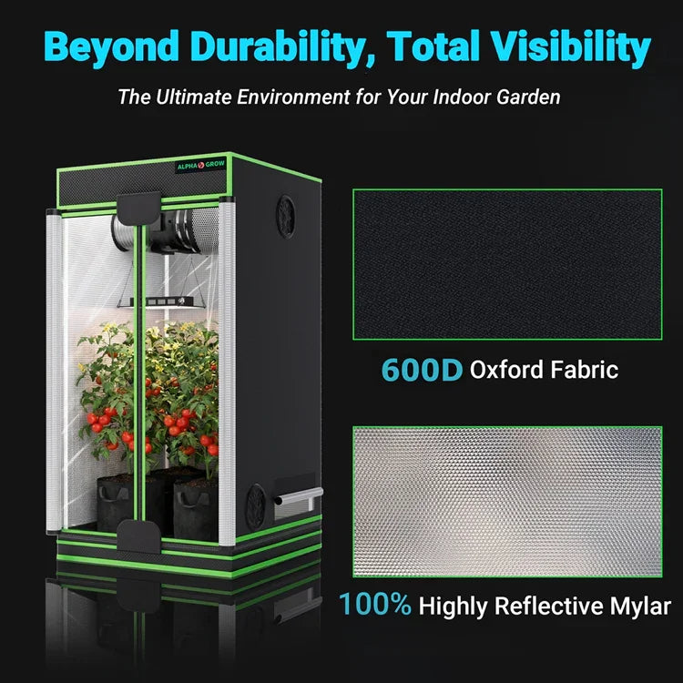 MIMEO Grow Tent with LED Light & Carbon Filter – Stealth Indoor Hydroponics Turnkey Kit