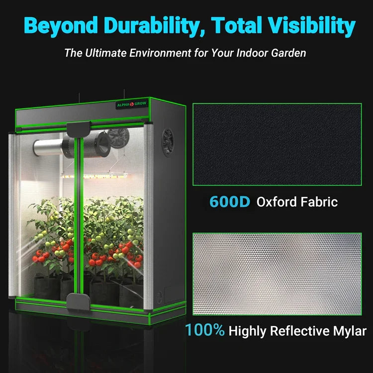 MIMEO Grow Tent with LED Grow Light, 600D Oxford Fabric & Reflective Mylar for Indoor Hydroponics