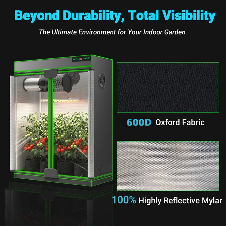 MIMEO Grow Tent with LED Grow Light, 600D Oxford Fabric & Reflective Mylar for Indoor Gardening