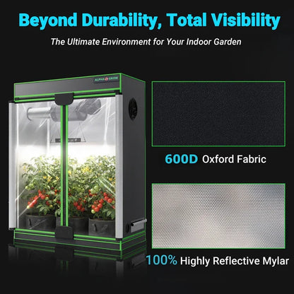 MIMEO Grow Tent with LED Grow Light, 600D Oxford Fabric & Reflective Mylar for Indoor Hydroponics