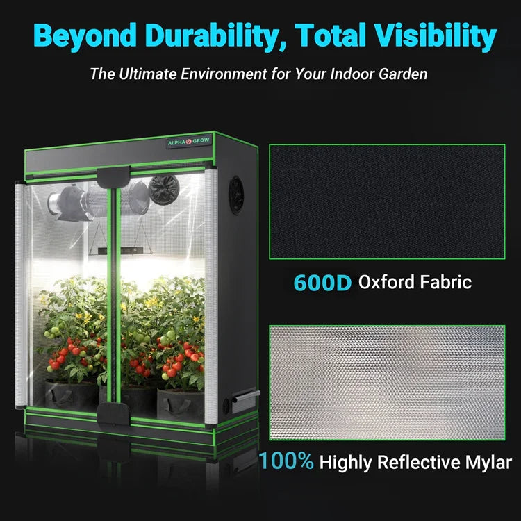 MIMEO Grow Tent with LED Grow Light, 600D Oxford Fabric & Reflective Mylar for Indoor Gardening